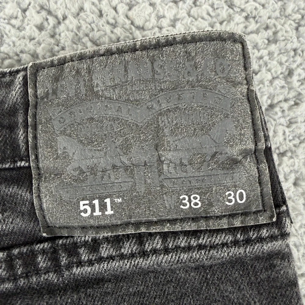 Levi's 511 Jeans Mens 38x30 Gray Slim Fit Reflective Selvedge Denim Gusset Pants